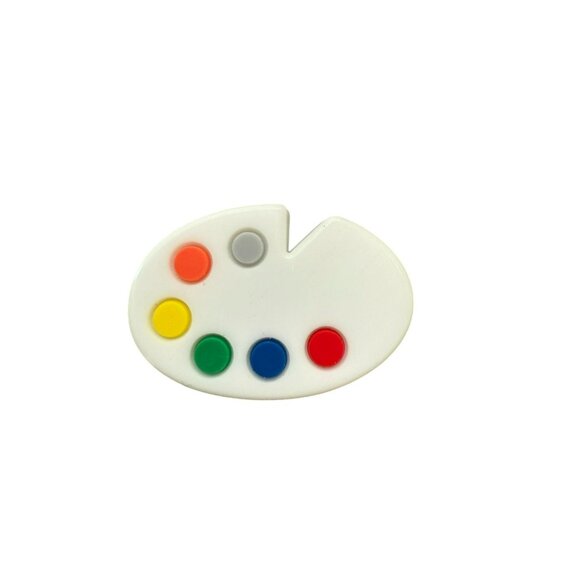 Mini Artist Palette Croc Charm With Colorful Paint Dots - Picture 1 of 2